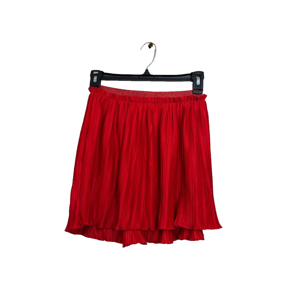 Cat & Jack Girls Red Pleated Skirt Size L 10/12 Elastic Waist School Holiday NEW